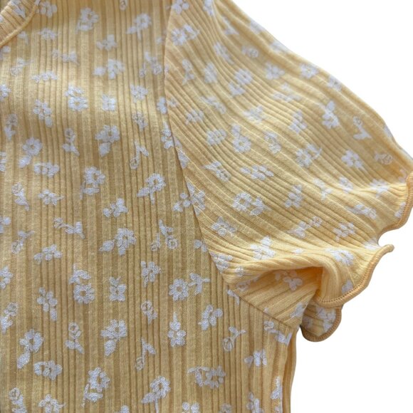 NWT Cat & Jack Rib Knit Floral Tee Yellow Size 5T - Picture 2 of 3
